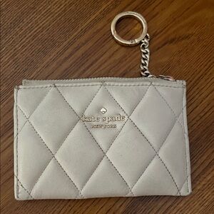 Kate Spade Cream Quilted Card Holder with key chain